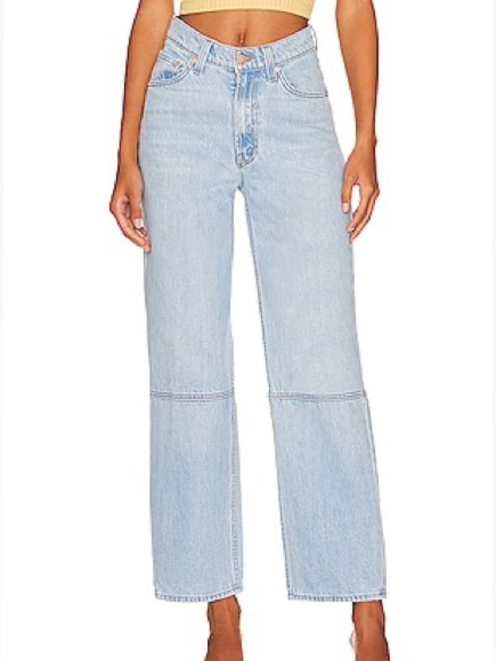 Snack From Mother High Waisted Double Stack Seamed Ankle jeans Light wash Fall